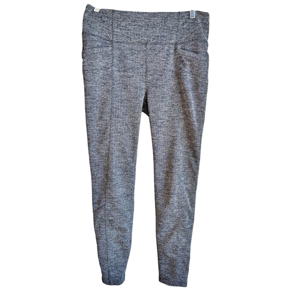 Athleta Herringbone Leggings Pants Navy Stretch Pull On Women’s Large Athlesiure